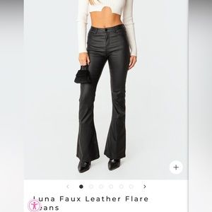 Edikted Luna Faux Leather Flare Jeans